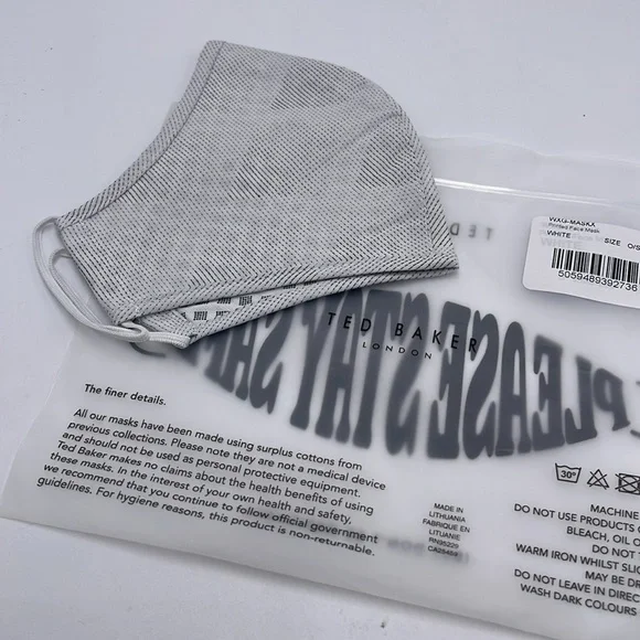 Ted Baker Gray Face Mask TED BAKER LONDON Reversible Reusable FACE MASK NWT - Picture 12 of 12